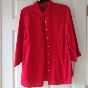 18W Land's End Wrinkle-Free Broadcloth Red Button-Down Shirt